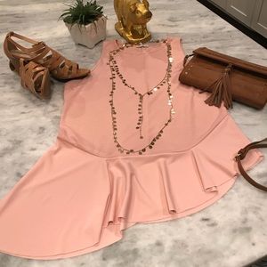 ZARA Peach Asymmetrical Top (L) Perfect!  1D1